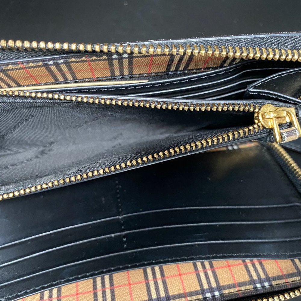 Burberry Zip Around Mini Vintage Check Wallet Antique Yellow Leather - Picture 8 of 12